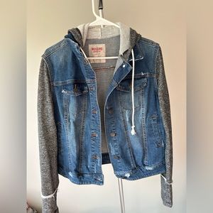 Mossimo Blue Jean Jacket with Fake Gray Sweatshirt Underneath - Size Medium